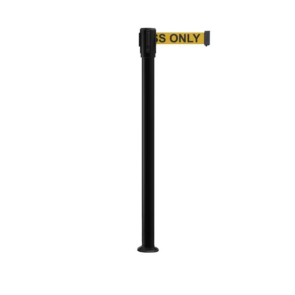 Retractable Belt Fixed Stanchion, 2ft Black Post  11ft. Auth...Belt, Montour Line, Mfr#: MX530F-BK-AUTHYB-110